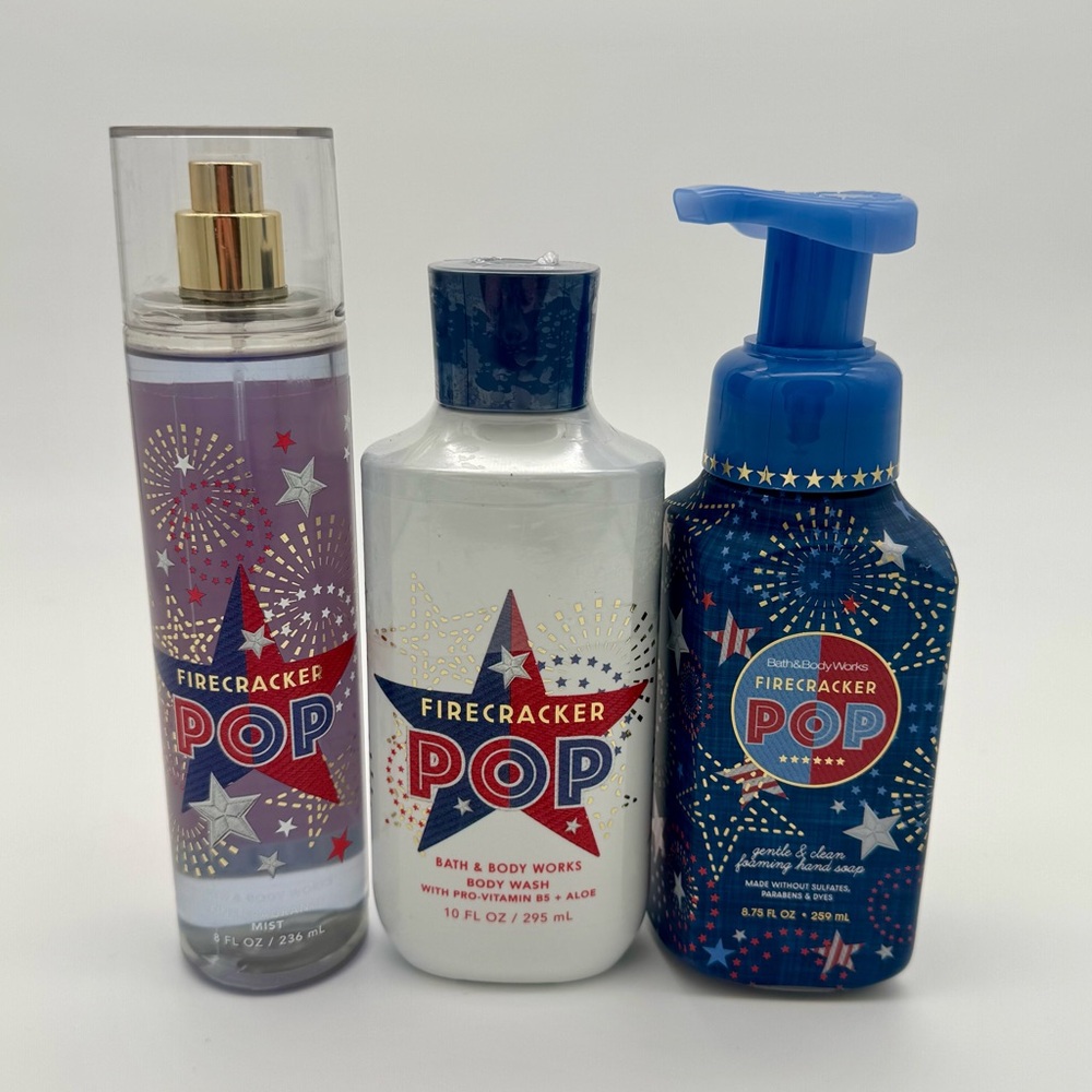 Bath & Body Works Firecracker Pop Spray, Body Wash, & Hand Soap Gift Set NWT - Picture 2 of 5